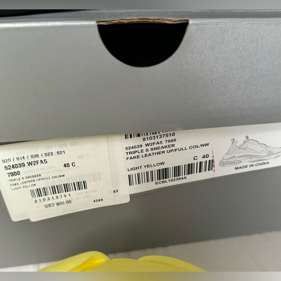 Balenciaga tripe s sneaker in yellow new in box size 40/ 9.5 - Picture 3 of 6